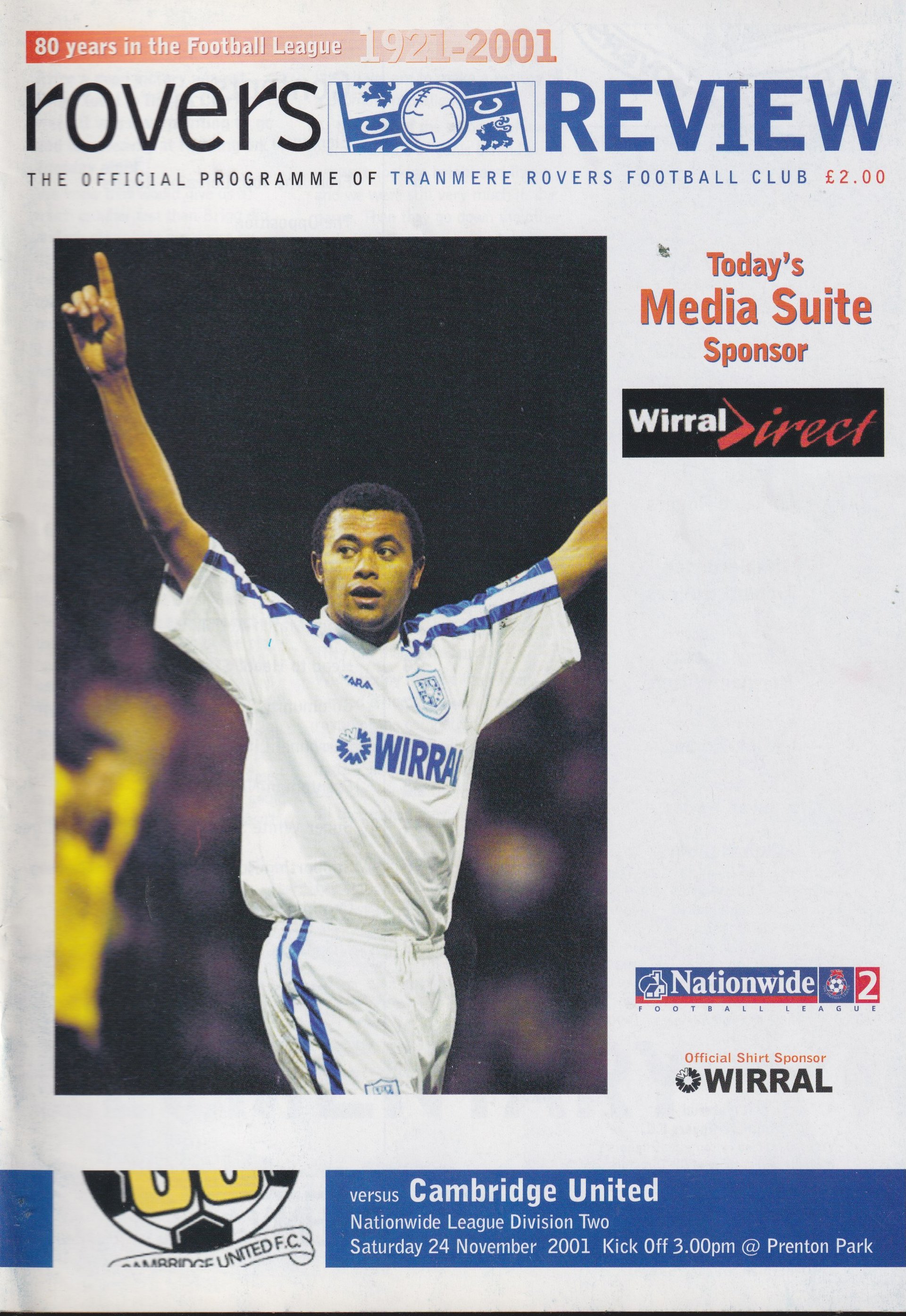 Tranmere Rovers v Cambridge United match programme